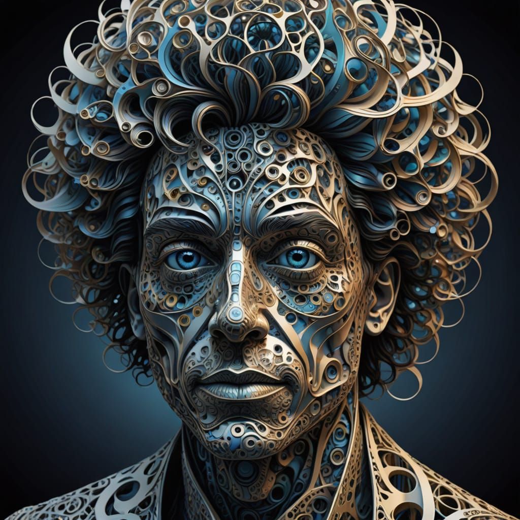AI Self-Portrait with Abstract Fractal Design