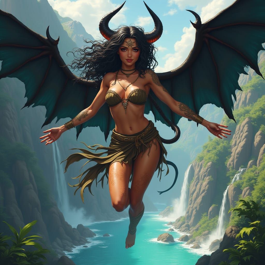 Mystical Island Goddess in 2.5D Wlop Style