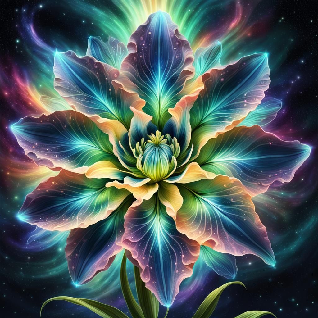 Celestial Aurora Flower in Space Theme