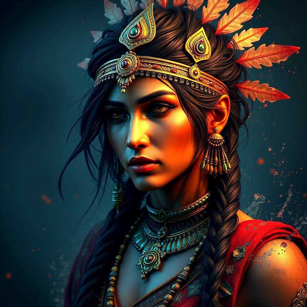 Detailed Portrait of an Indian Woman: Fantasy Art