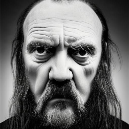 Lemmy Kilmister Portrait Playing Bass Guitar