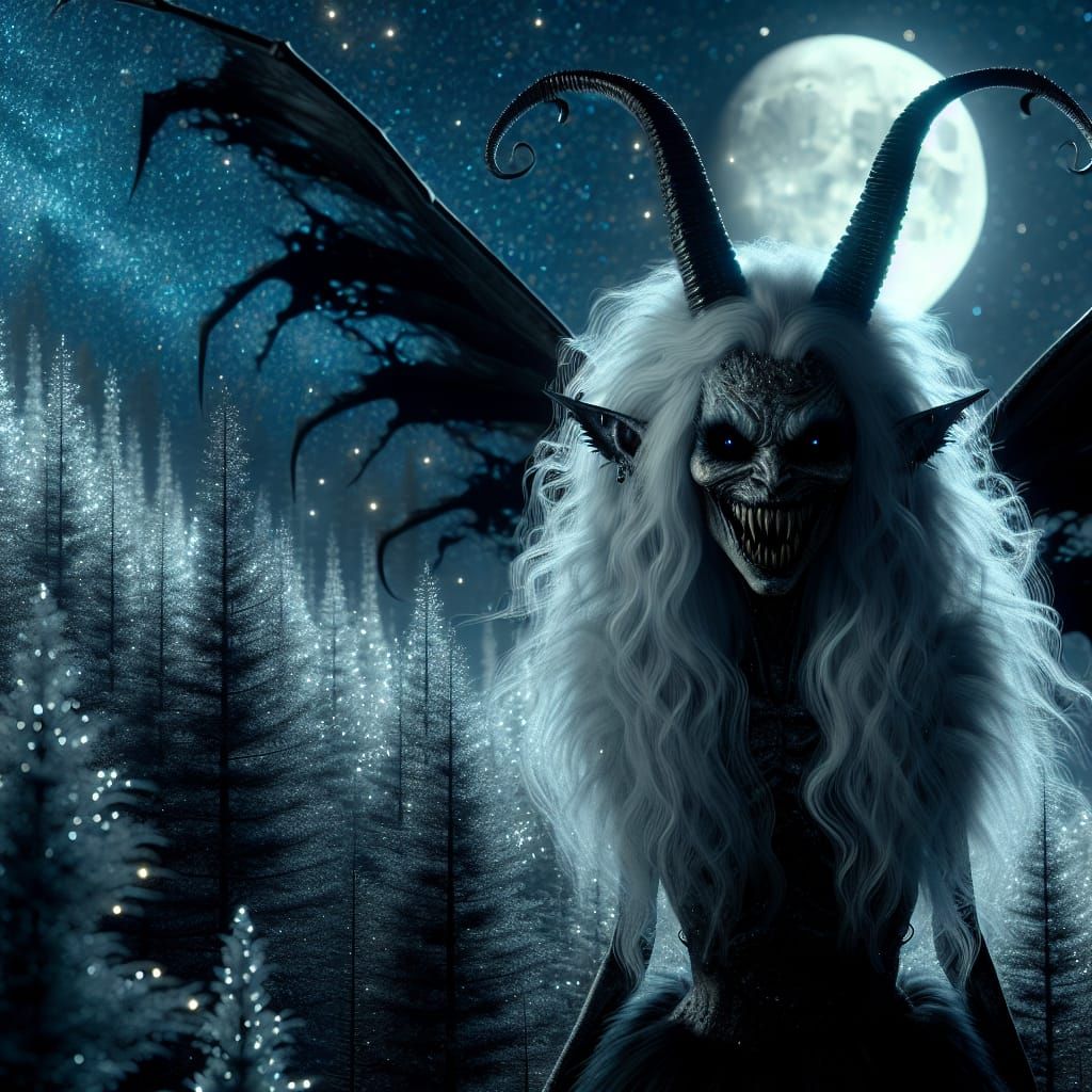 Sinister Fairy in a Dark Magical Night Scene