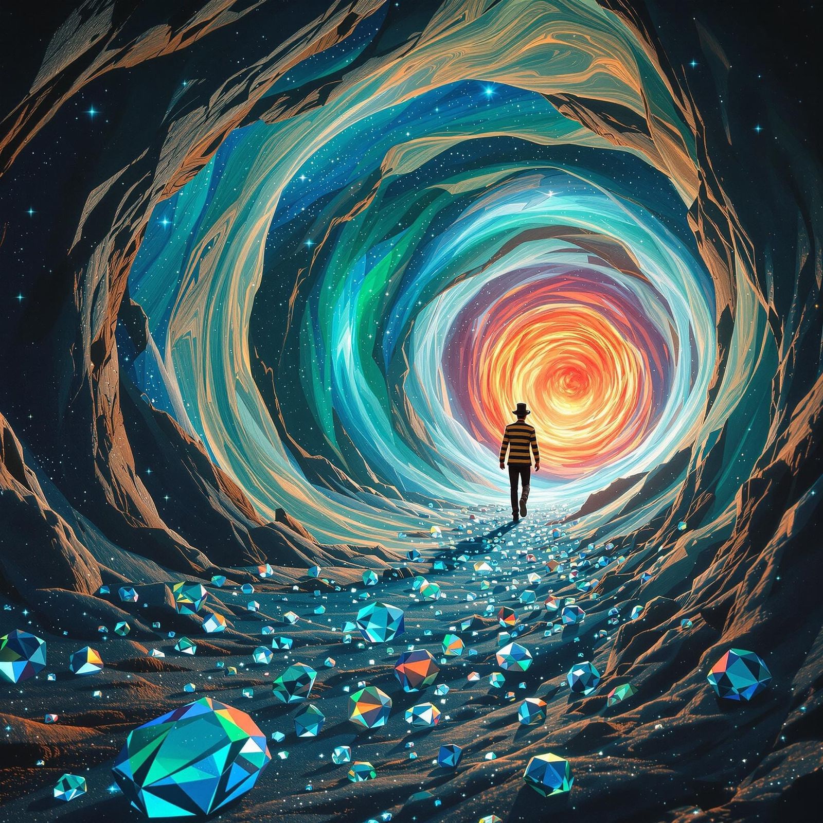 Whimsical Traveler Enters a Fantastical Galaxy