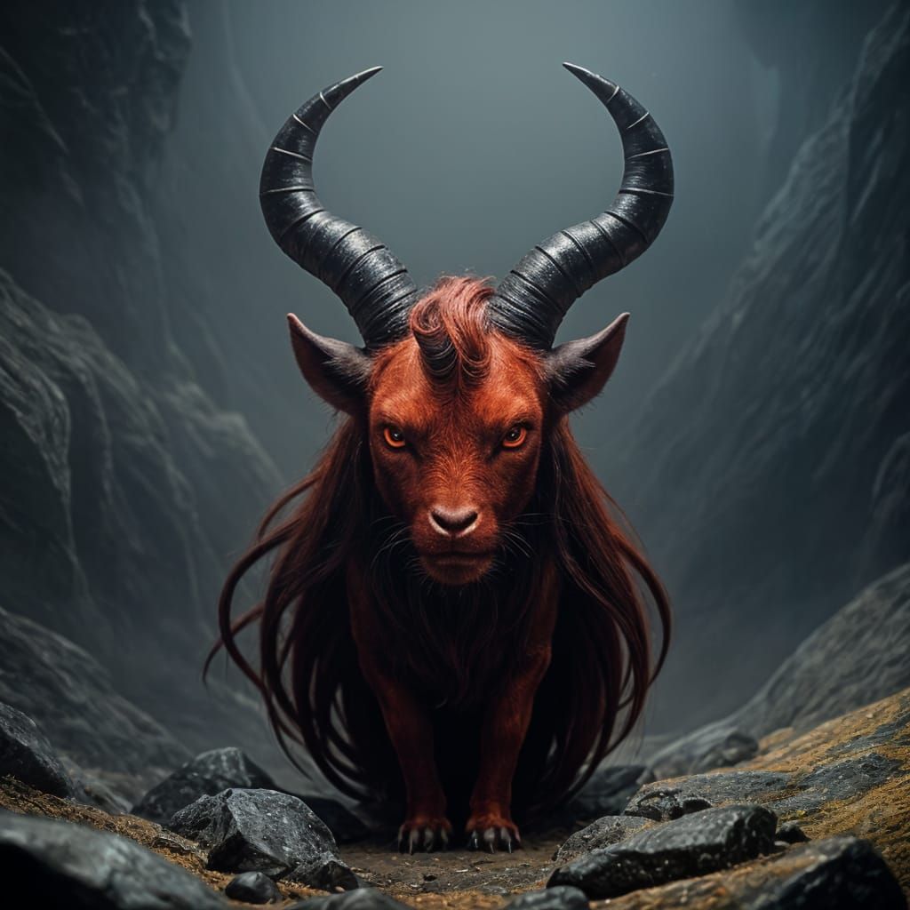 Sinister Red Devil Chibi in Cinematic Film Still