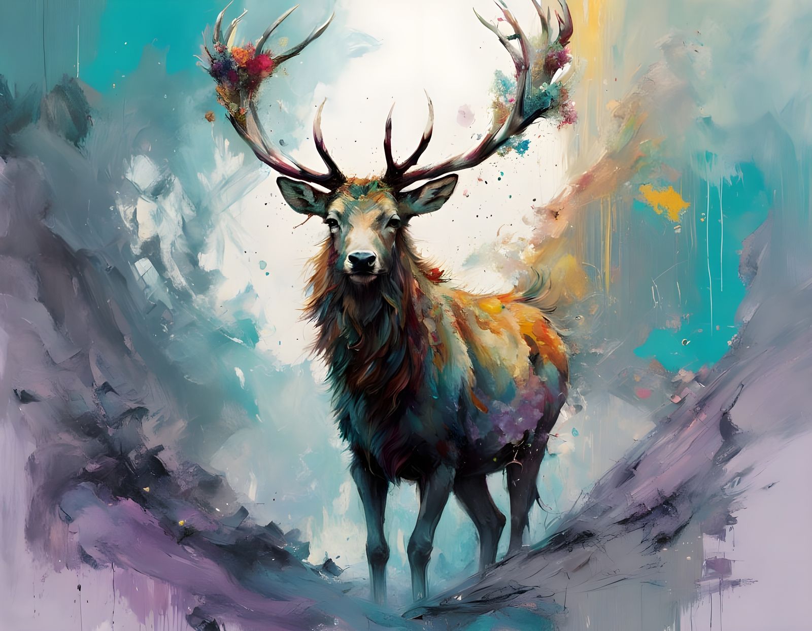 Colossal Stag Emerge from Ethereal Fog