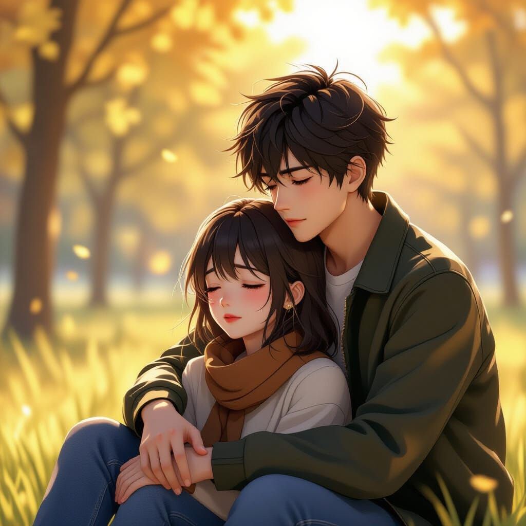 Man Comforts Crying Person With Jacket, 3D Anime Art