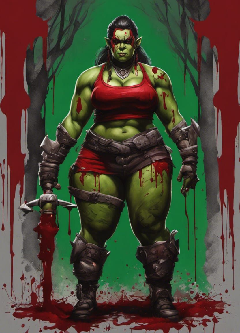 Orc Warrior Woman in Graffiti Art Style