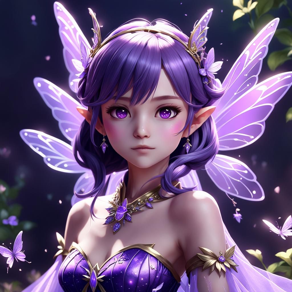Purple Fairy Princess in 3D Anime Style