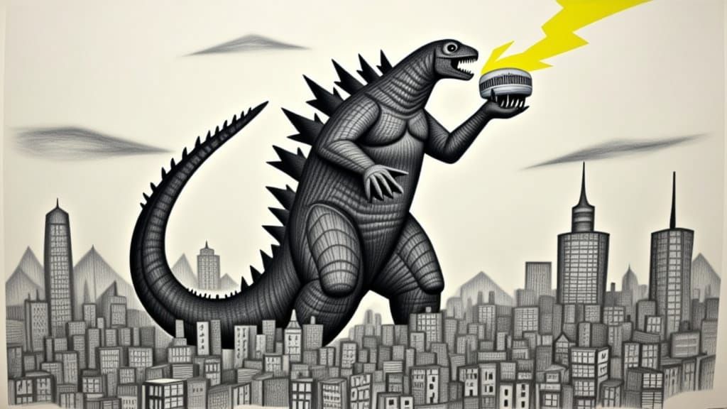 <lora:LITTLE CHARCOAL:1.2> ゴジラ