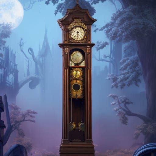 Haunted Mansion Clock in Detailed Matte Painting
