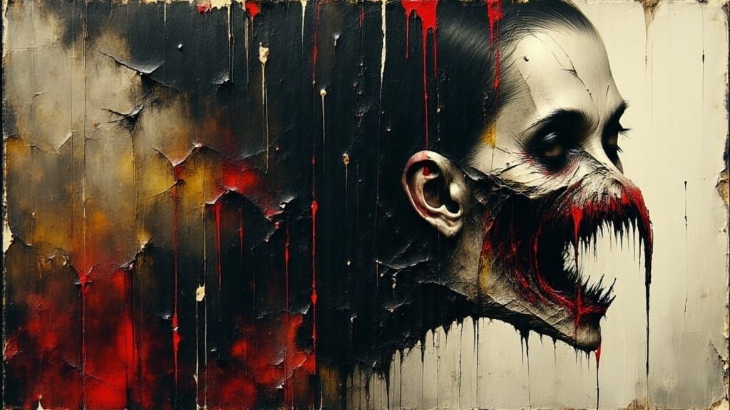 Twisted Female Demon in Biomechanical Dark Surrealism