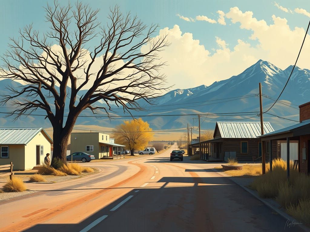 Truchas Village in Retro Style with Soft Pastel Colors