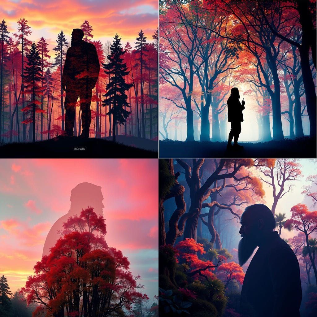 Ethereal Darwin Silhouette in Vibrant Treescape