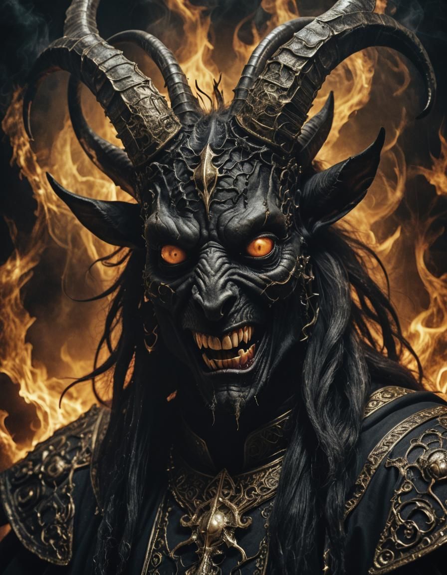 Diabolical Goat Priest in Dark Surrealism Style