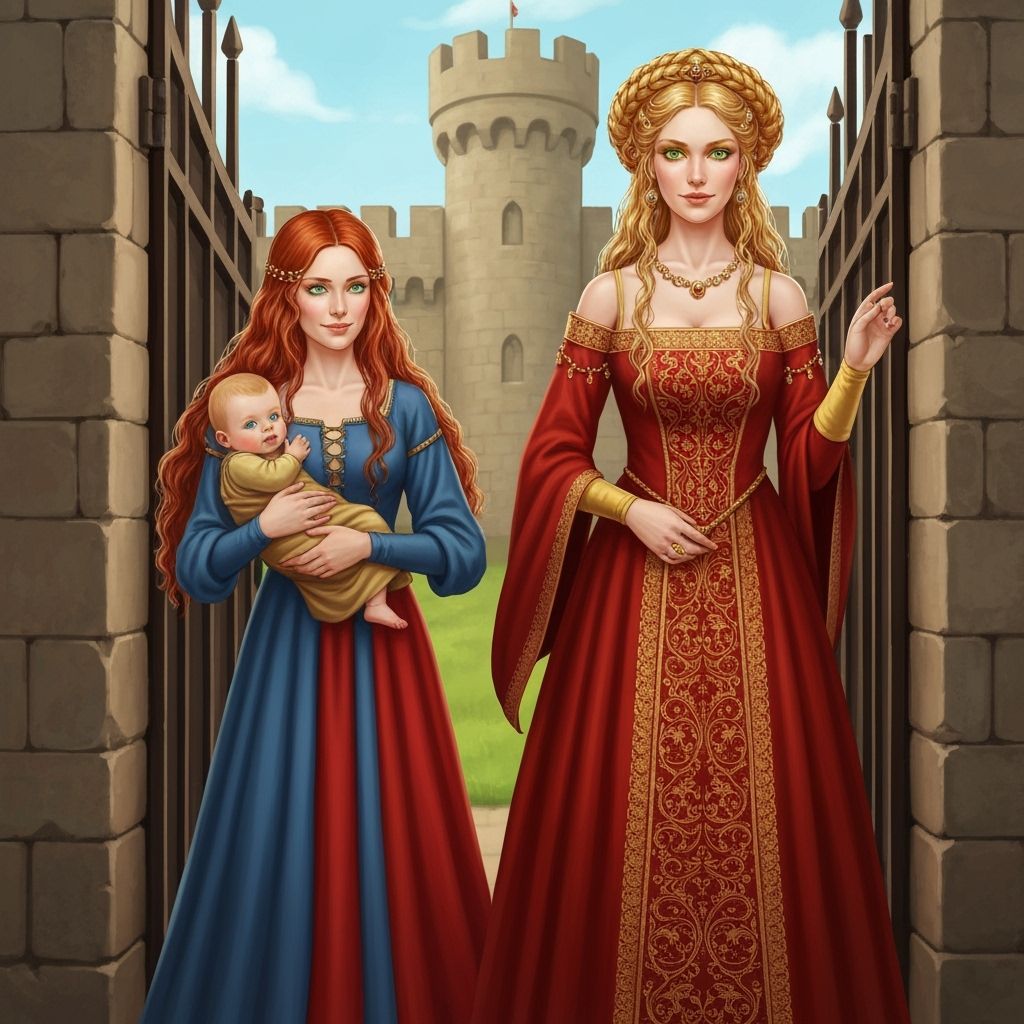 Medieval Ladies on Castle Bridge