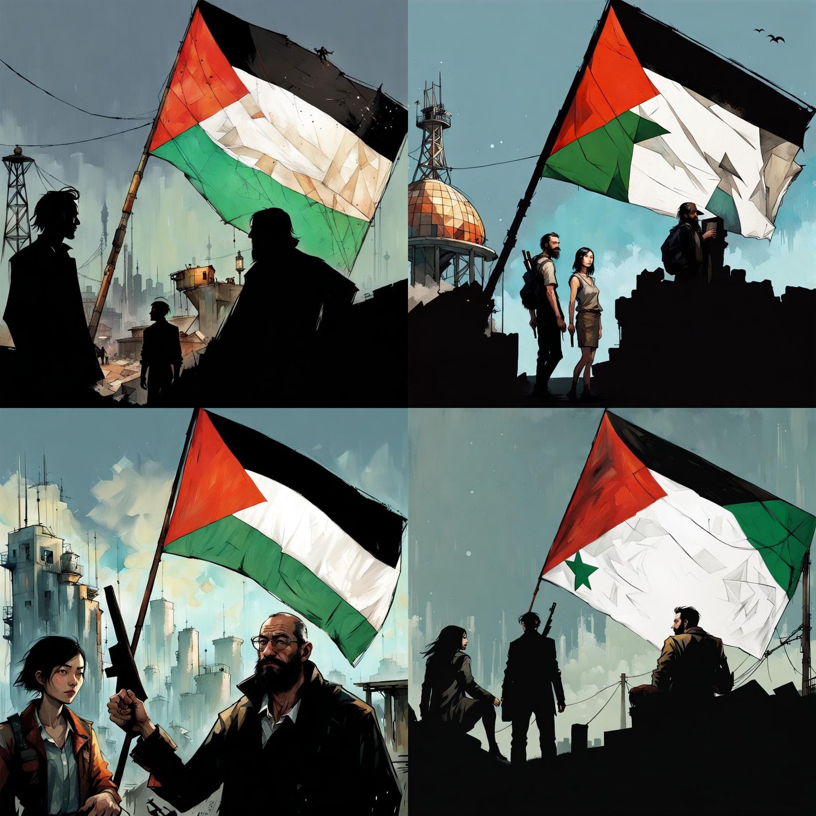 Disco Elysium Characters in Pro-Palestine Scene