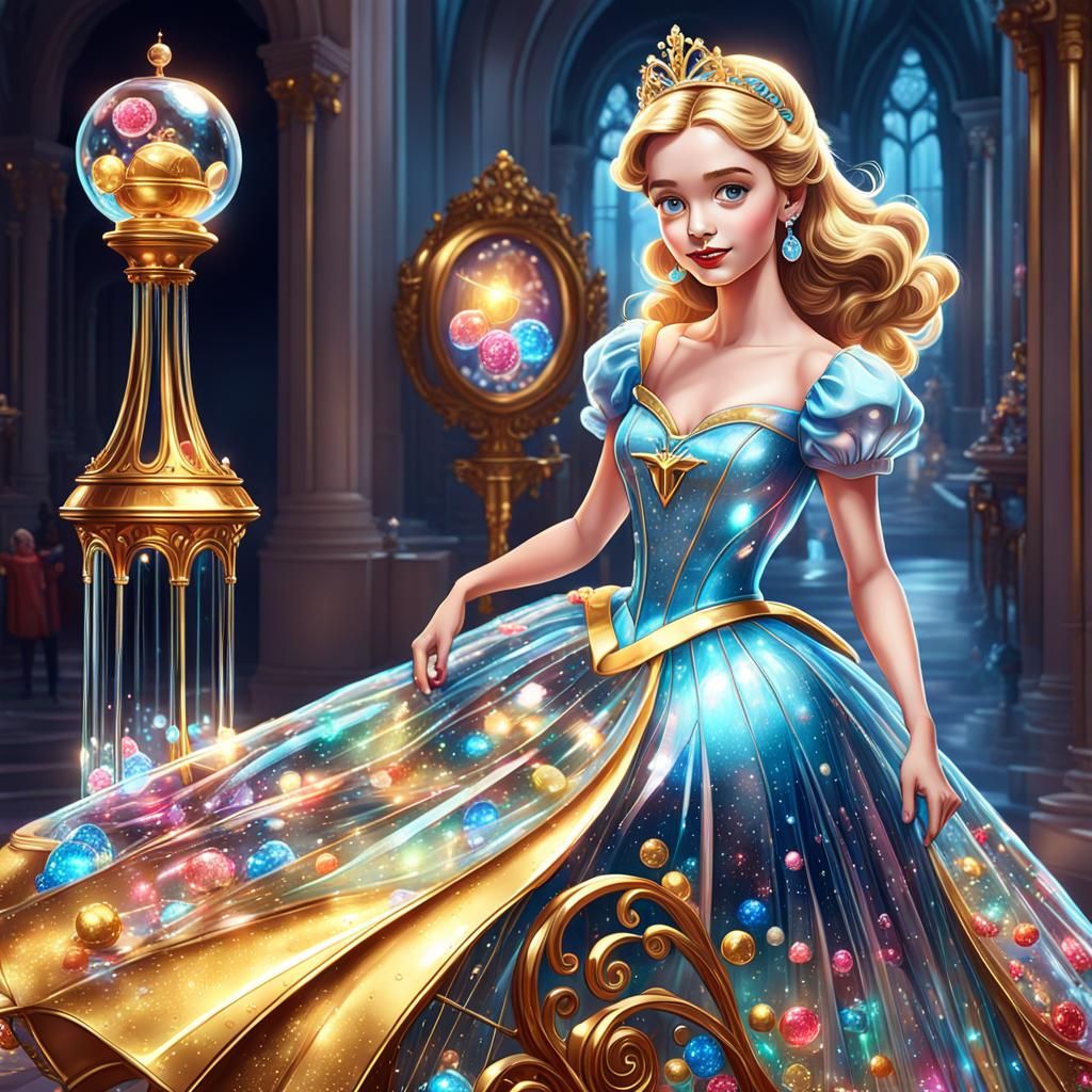 Cinderella in Candy Art Style with Golden Tesla