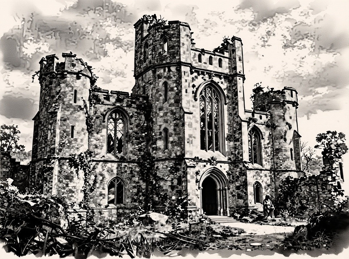 Overgrown Camelot Ruins Bathed in Sunlight