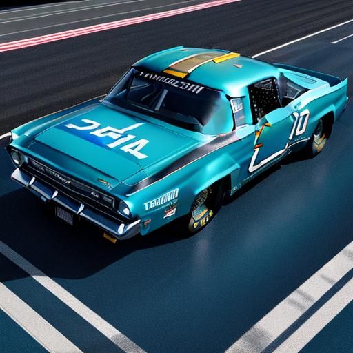 Blue NASCAR Vehicle in Cinematic Street View