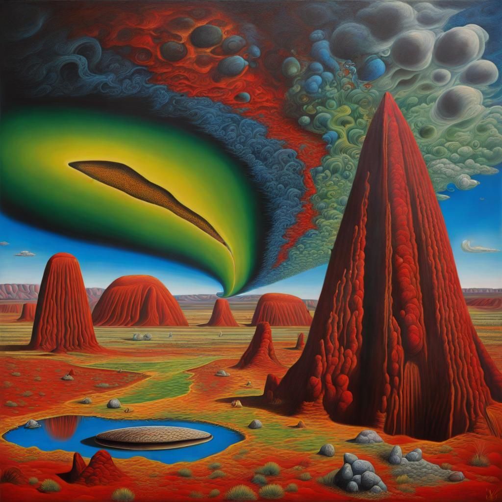 Surreal Photorealistic Uluru in Deep Triadic Colors