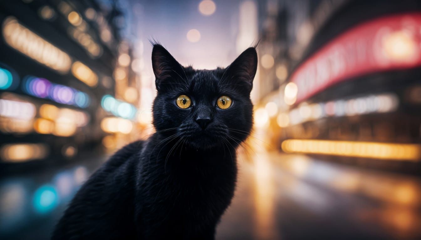 Captivating Black Cat with Golden Eyes