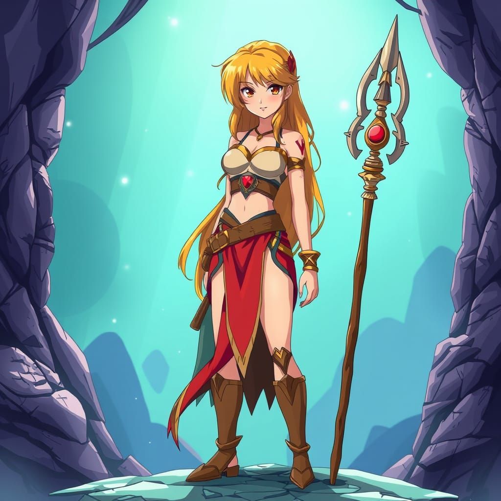 Epic Anime-Inspired Portrait of Gabrielle and Her Staff