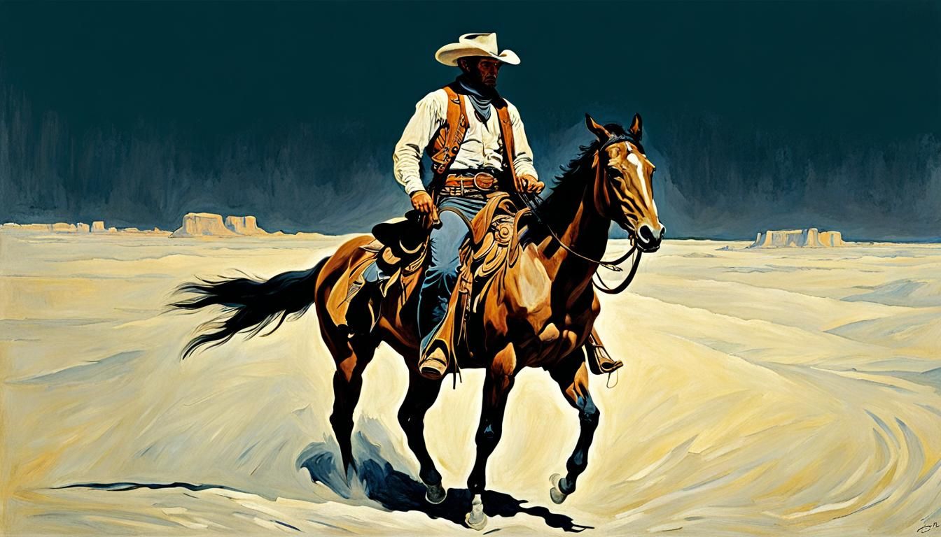 Cowboy at Midnight: Western Art in Golden Ratio
