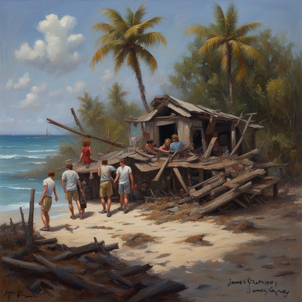 Mysterious Island of Mistakes, Oil Painting