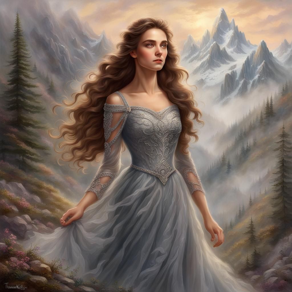 Ethereal Lady of the Mountains in Fantasy Style