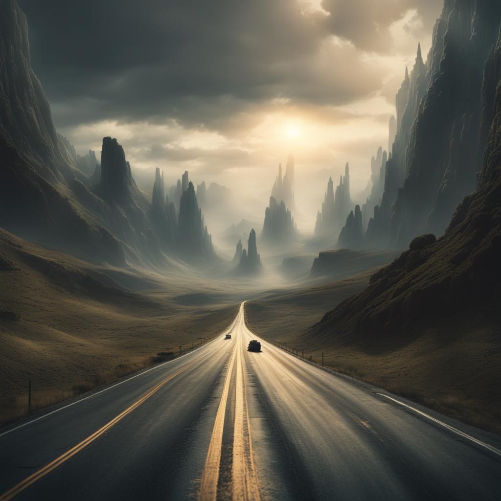 Epic Road in Dramatic Digital Matte Painting