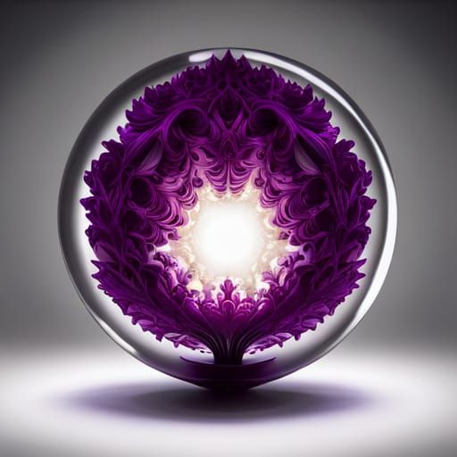 Intricate Filigree Crystal Ball in Deep Purple