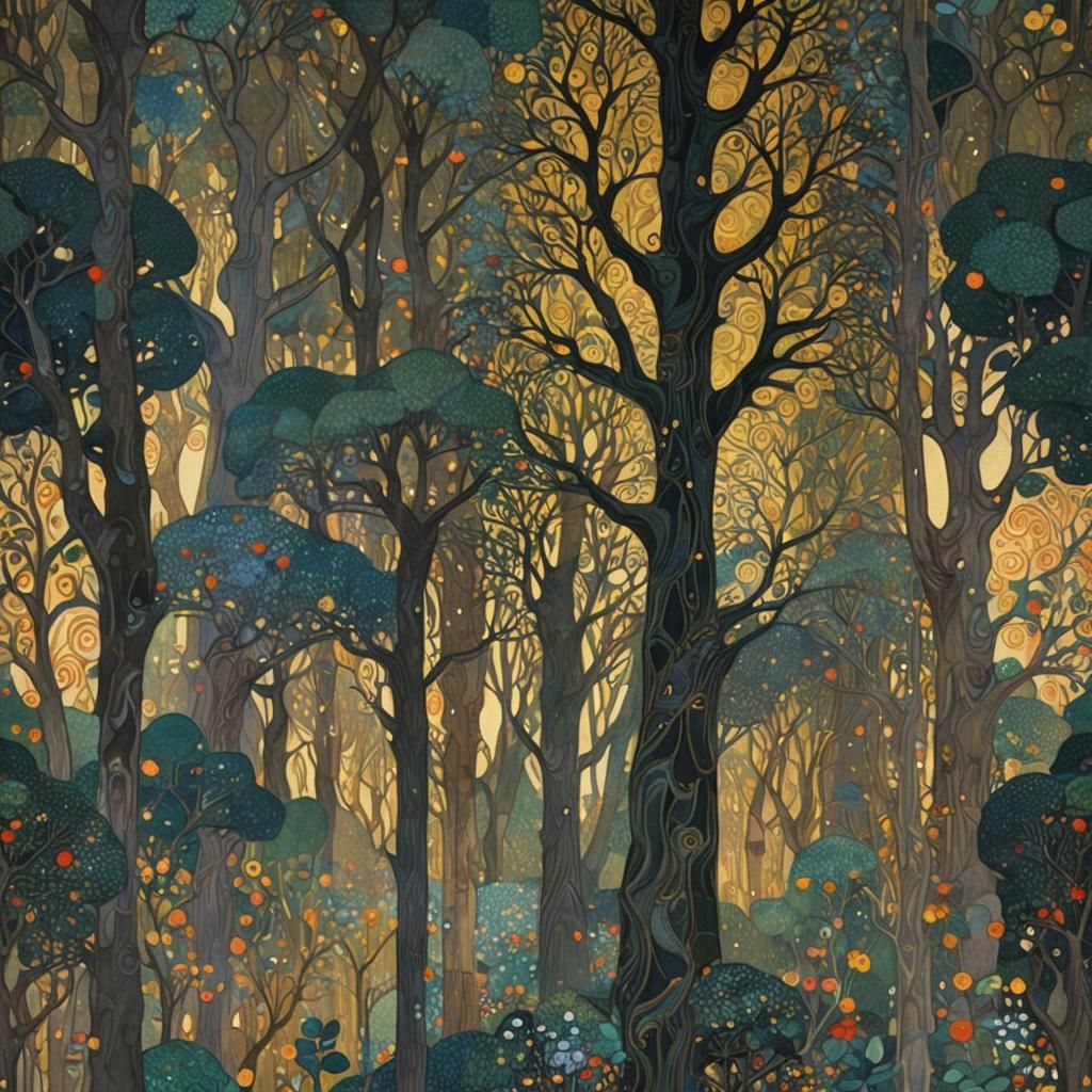 Lush Paradise Landscape in Gouache Style