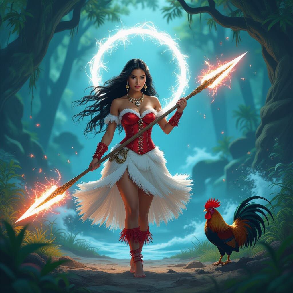 Enchanted Warrior Princess Guards Volcano Portal