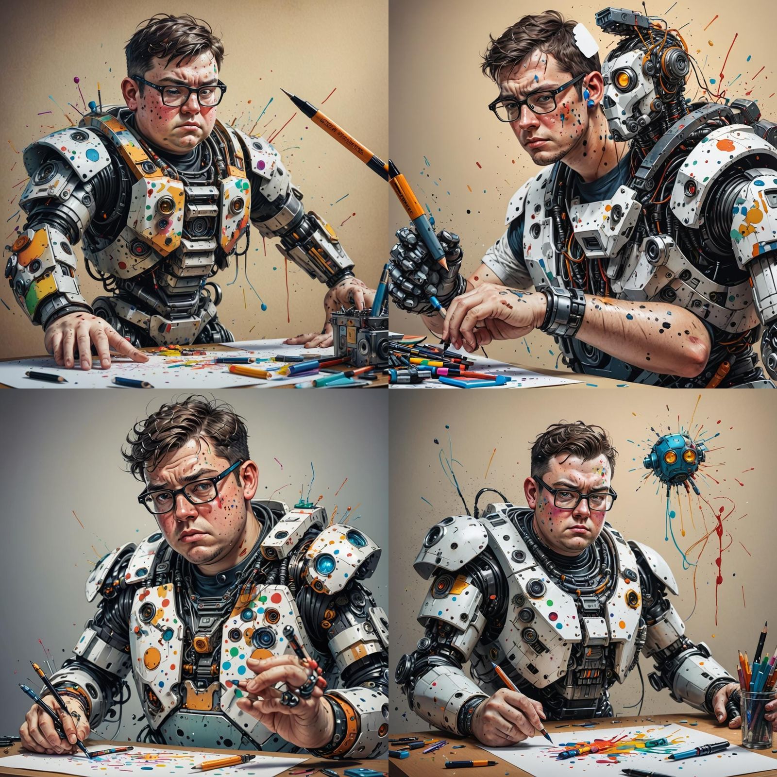 Hyperrealistic Bullying Scene: Boy and Robot