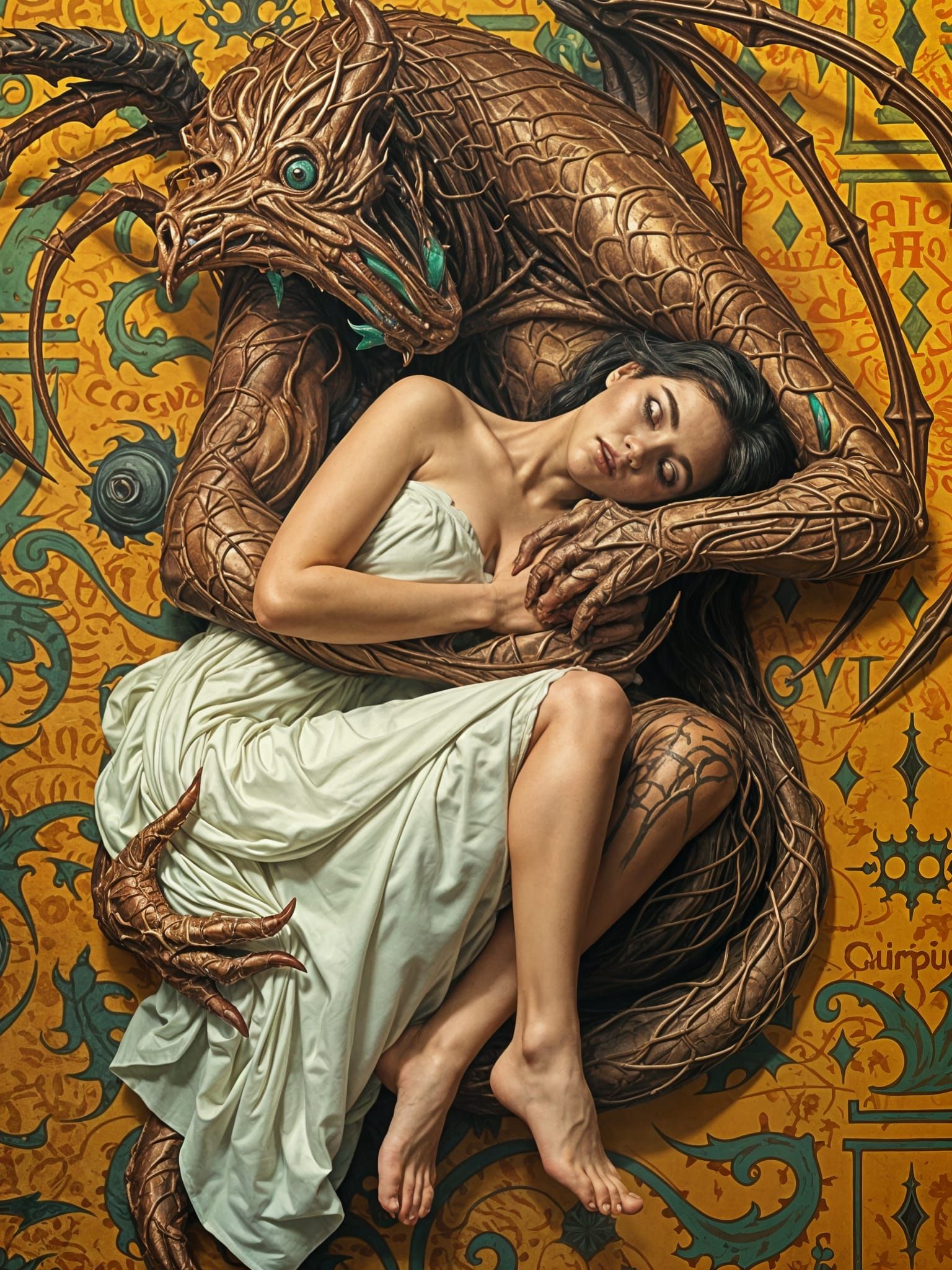 Dramatic Demon Encounter in Hyperrealistic Splash Art