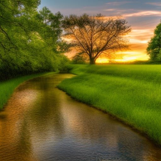 Ohio Creek at Sunset: Photorealistic Landscape