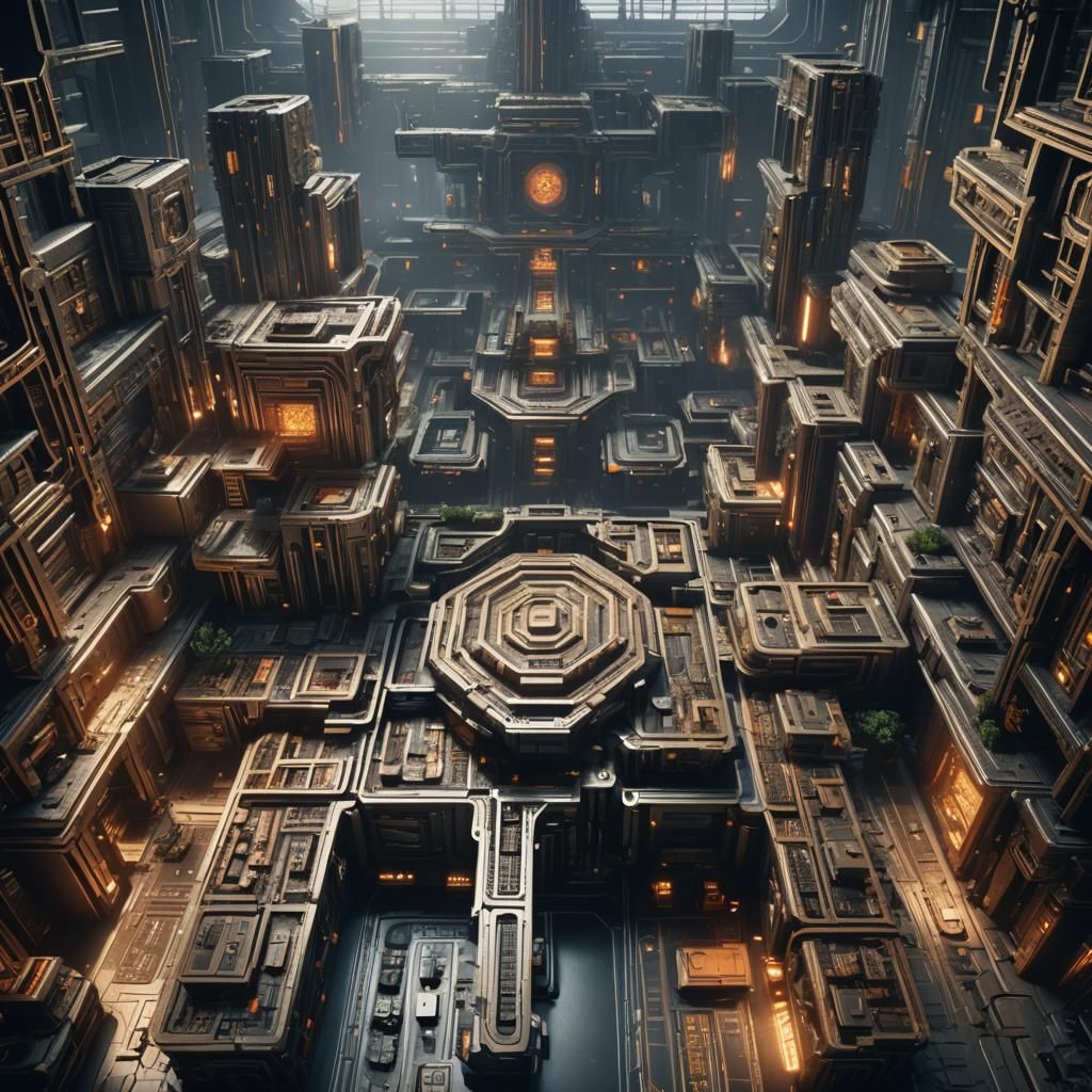Intricate Labyrinthine Supercomputer Terminal in 3D Cinemati...