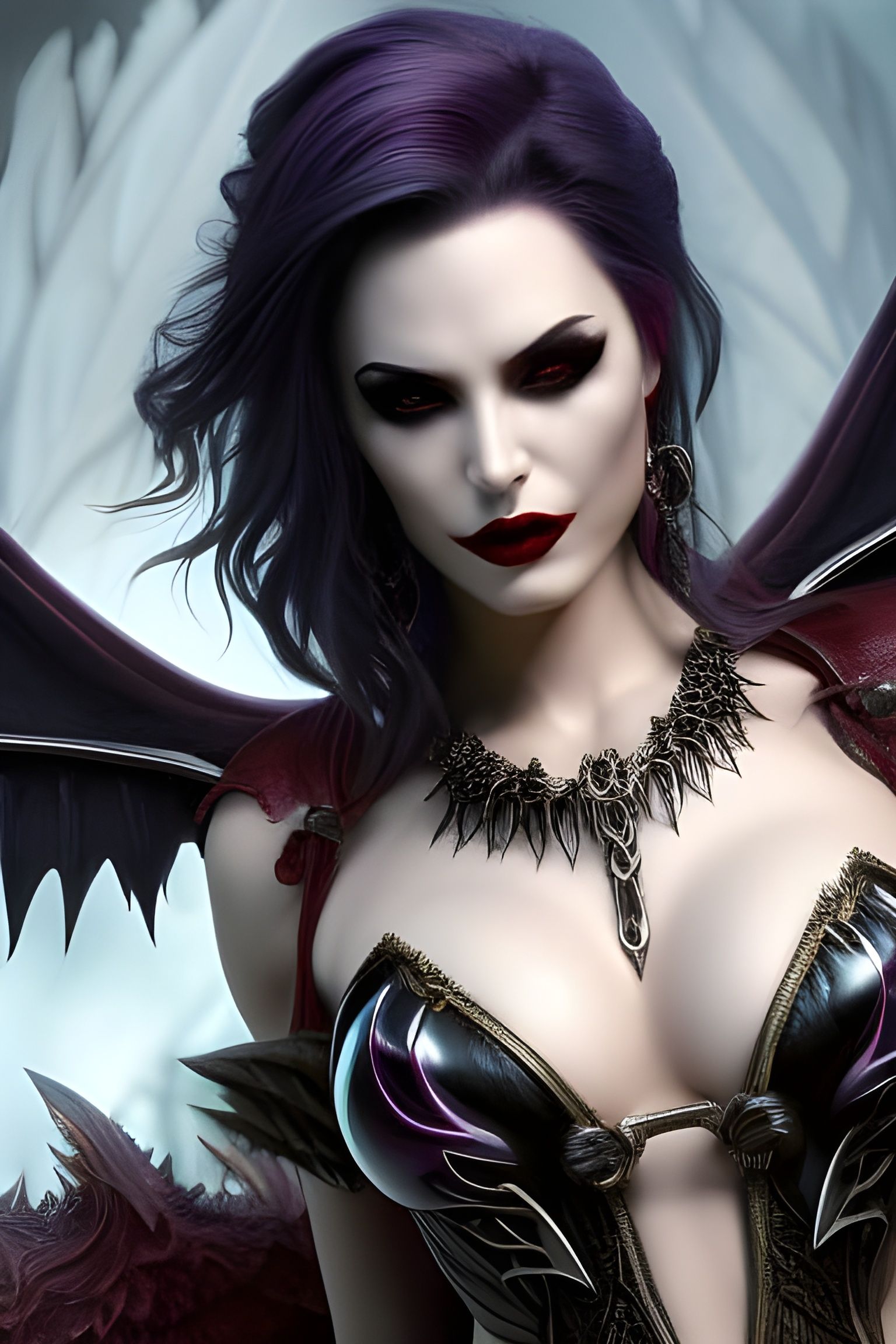 Detailed Vampiress with Blood Wings in 8k