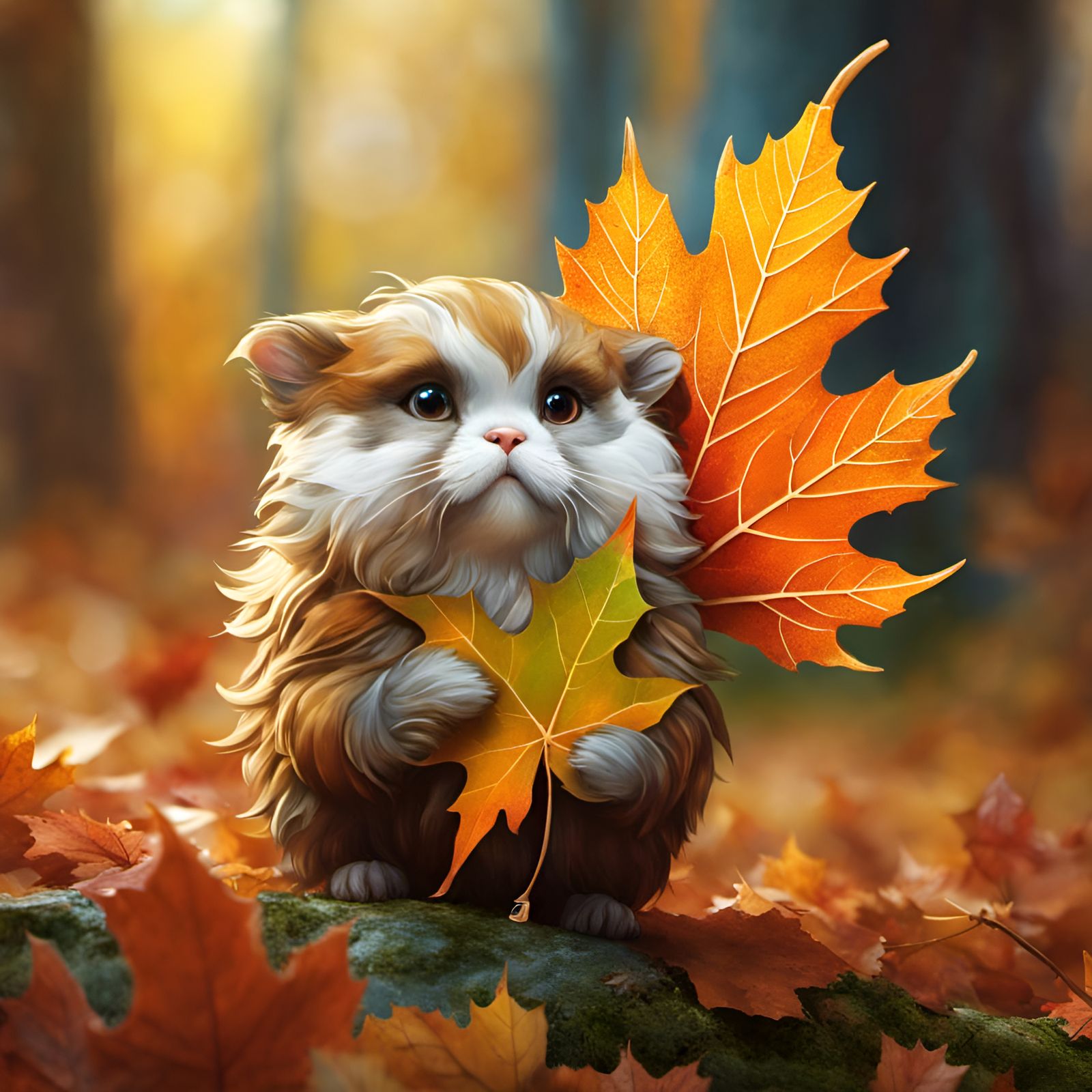 Grumpy Autumn Leaf Portrait in Fantasy Art Style