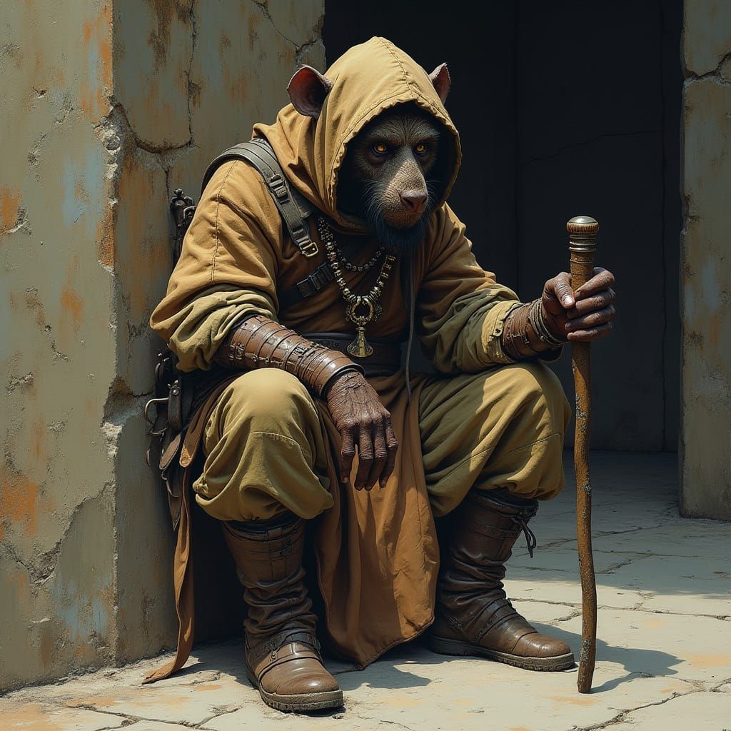 Bugbear Monk Disguised as Jeweler, Detailed Art