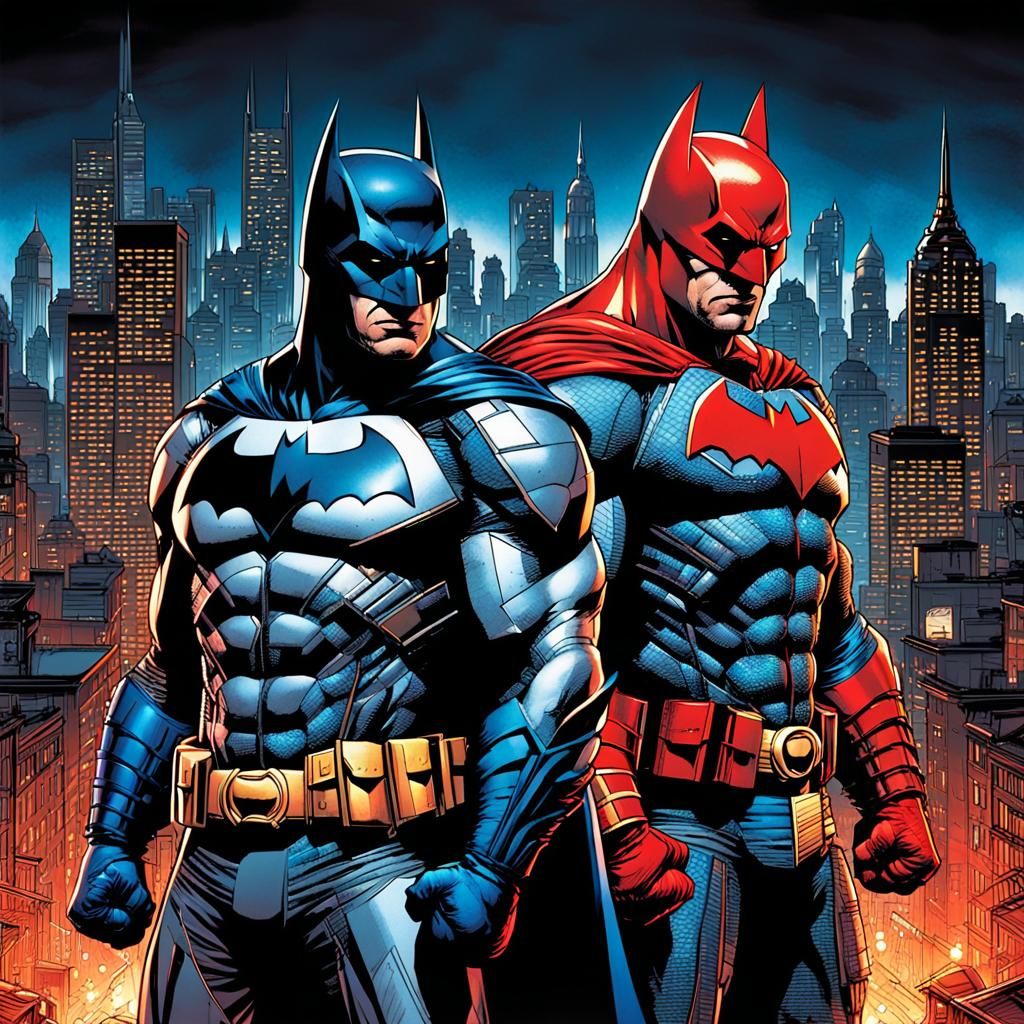 Iron Man and Batman in Comic Book Style