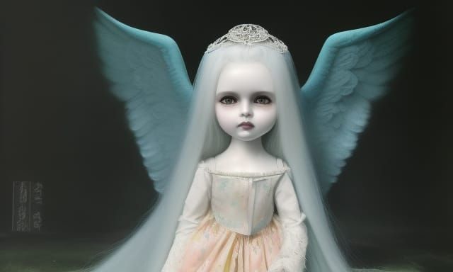 Hyperdetailed Angel Doll in Storybook Illustration Style
