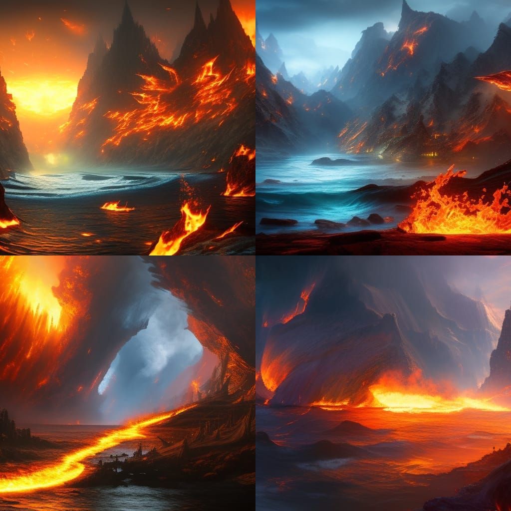 Elemental Clash: A Fantastical Matte Painting