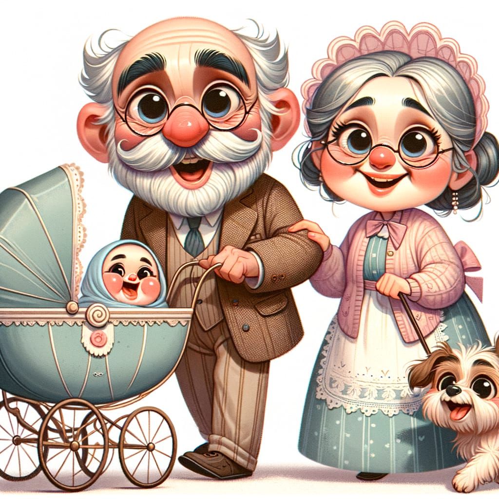 Joyful Family Parade in Storybook Style