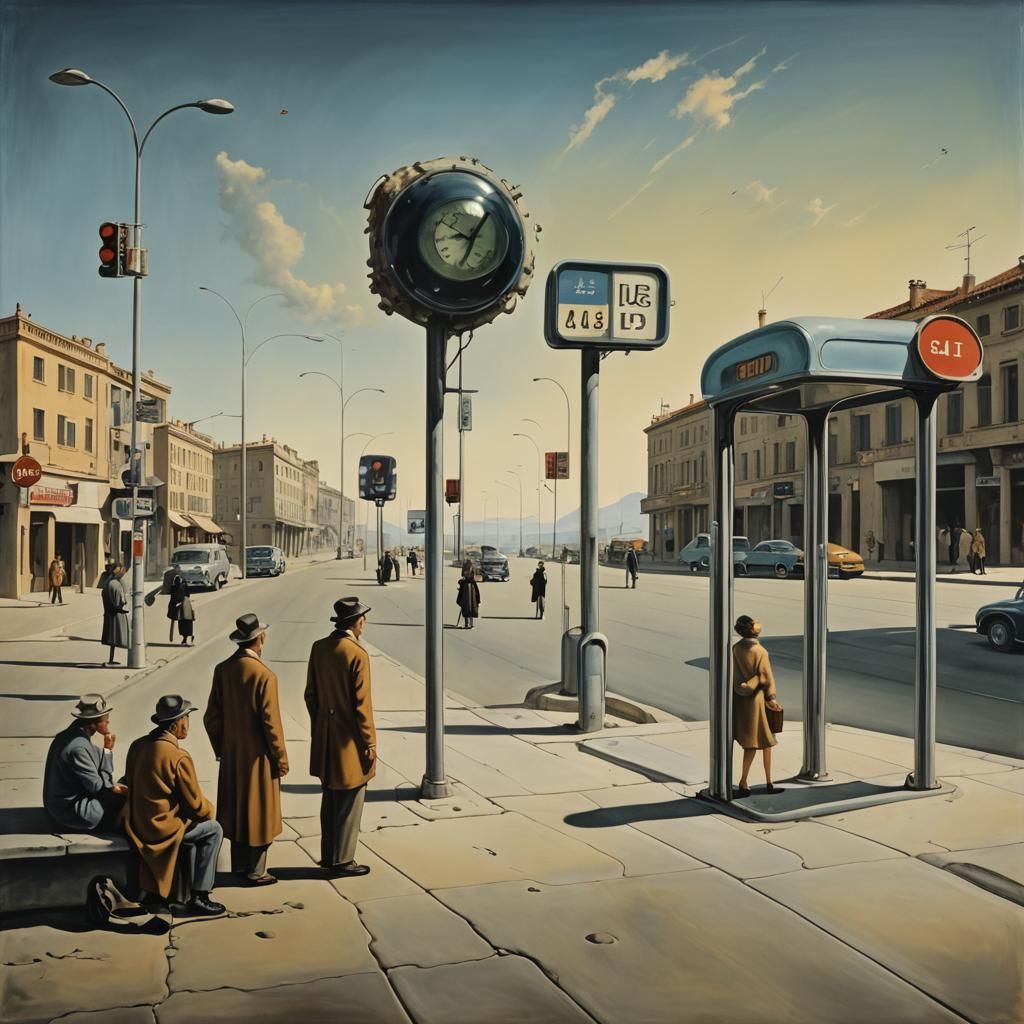 Surreal Bus Stop in Dalí Style