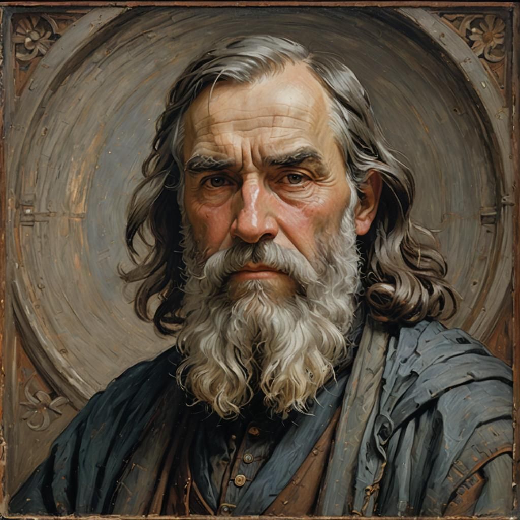 Academic Oil Portrait of Man with Beard