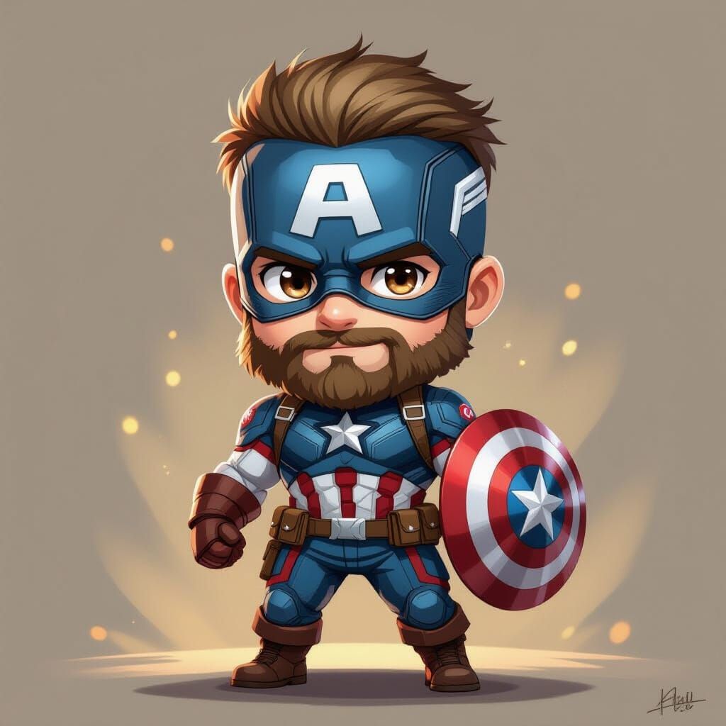 Chibi Captain America: Hyper-Realistic Hero Portrait