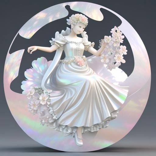 Large Mother-of-Pearl Flower in 3D