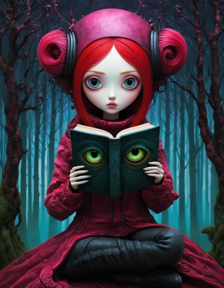 Woman Reading: A Burtonesque Cyberpunk Fairytale