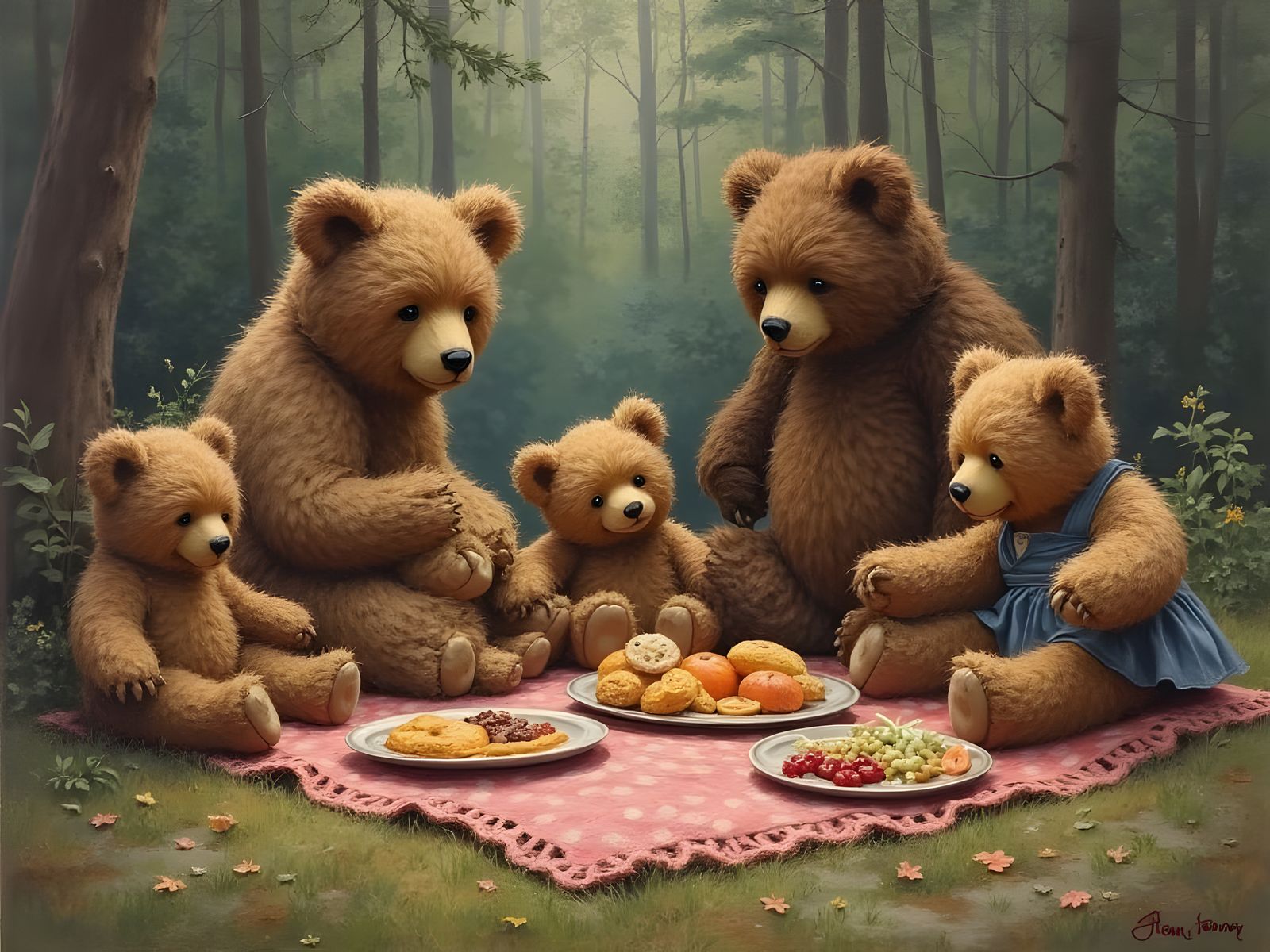 Teddy Bears Picnic: An Oil Painting by James Gurney